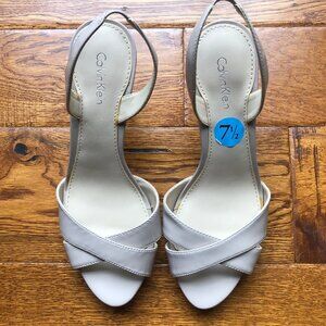 Calvin Klein "Lucette" Kitten Heel Sandals, Size 7.5